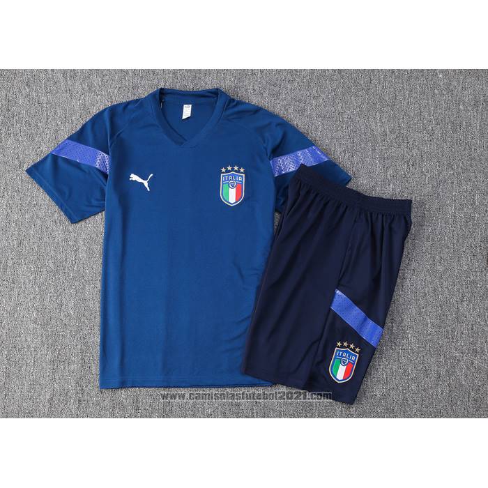 Fato de Treino Italia Manga Curta 2022-2023 Azul - Calcas Curta